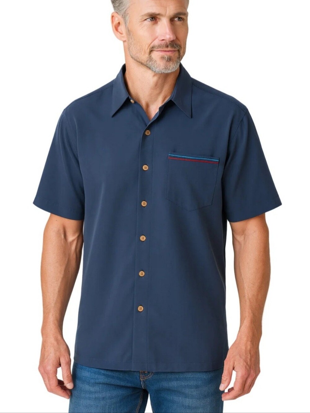 NWT Bamboo Cay Mens Navy Blue USA Flag Air Force Fighter Jets Embroidered Shirt - Picture 2 of 10